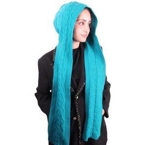 7142 100% Merino Wool Mu Lan Hoodie Scarf | Versatile Cap Shawl Instant